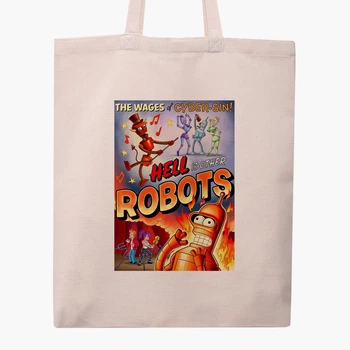 Еко сумка шопер Футурама Бендер (Futurama Bender) (9227-2867) 41x35 см Бежевий