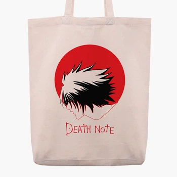 Еко сумка шопер Зошит смерті Ел Лолайт (Death Note L Lawliet) (9227-2653) 41x35x8.5 см Бежевий