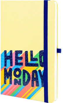 Деловая записная книжка Optima Monday A5 твердая бумажная обложка белый блок линия Желтый (O20812-39)
