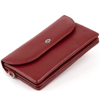 Женский кожаный клатч ST Leather Бордовый женский кошелек (149783)