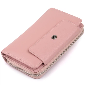 Кожаный женский кошелек с защелкой ST Leather розового цвета для карт горизонтальный (bg193fash44)