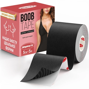 Кинезио тейп для груди Mighty-X Boob Tape - 5 см х 5 м Черный Кинезиотейп - The Best USA Kinesiology Tape