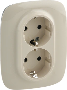 Розетка с защитными шторками Legrand Valena Allure 2К+З 16А 250 В Слоновая кость (753826)