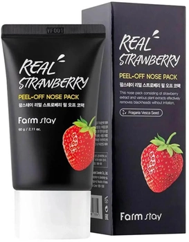 Mаска-пленка для носа FarmStay Real Strawberry Peel-Off Nose Pack с экстрактом клубники 60 г (8809480773754)