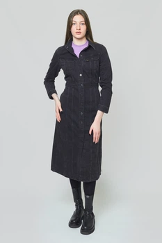 Платье джинсовое Lee Longsleeve Dress Slim Fit (L50LNECY) Черный S-00