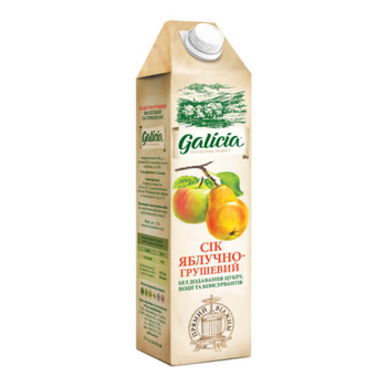 Сік Galicia Яблучно-грушевий прямого віджиму неосвітлений 1 л (4820209560398) (F001031)