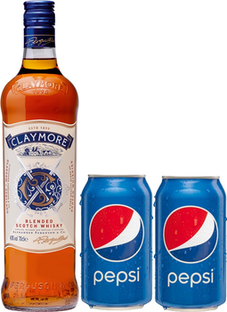 Віскі Claymore 0.7 л 40% + безалкогольний напій Pepsi 0.33 л х 2 банки (5010196348218)