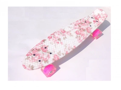 Скейт Penny board "Flowers". Светящиеся колеса