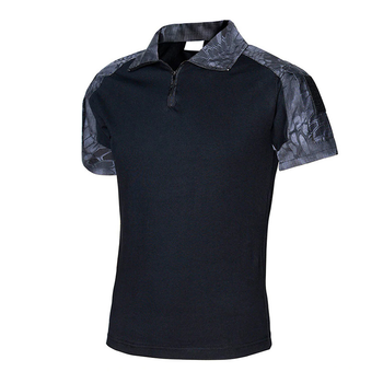 Чоловічі футболки з коротким рукавом Lesko A416 Black Typhon XXL на змійці з кишенями камуфляжна (F_4251-12412)