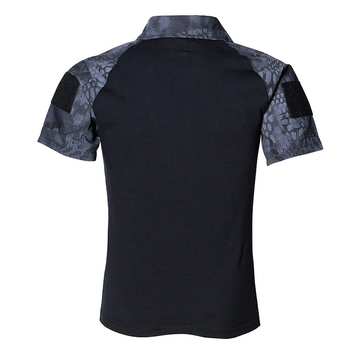 Мужская футболка тактическая с коротким рукавом Lesko A416 Black Typhon XXL на змейке с карманами камуфляжная (F_4251-12412)
