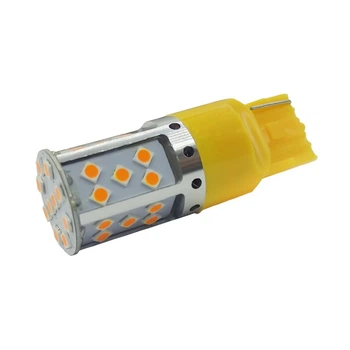 Світлодіодна лампа Avolt W21W (T20) 3030-34smd canbus жовта 12v(14120)