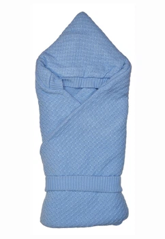 Вязаное покрывало конверт для новорожденных Mari-Knit 0839 95*95 голубой 66987