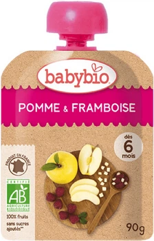 Органічне пюре Babybio з яблука та малини з 6 місяців 90 г (3288130540161)