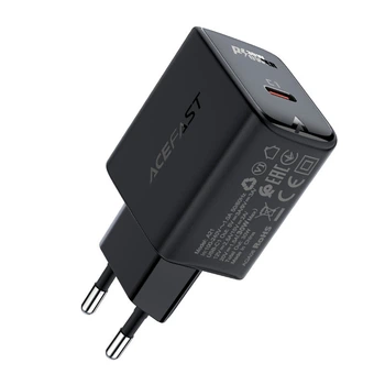 Мережевий зарядний пристрій ACEFAST A21 GaN USB-C fast charger 30W Black
