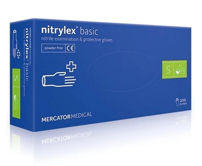 Медицинские нитриловые перчатки Mercator, Nitrylex Basic 100 шт., 50 пар, размер S