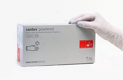 Медицинские латексные перчатки Mercator Medical Santex, с пудрой, 100 шт, 50 пар, размер M
