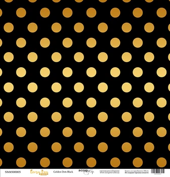 Лист бумаги с золотым тиснением, ScrapMir 30x30 Golden Dots Black , артикул SM4500005