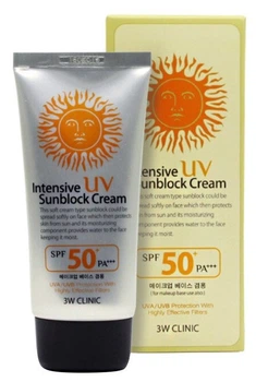 Легкий сонцезахисний крем 3W Clinic Intensive UV Sunblock Cream SPF50+ PA+++ 70 мл (8809192574892)