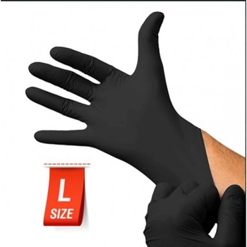 Перчатки нитриловые неопудренные 100шт Размер L Rnitrio BLACK (черные)