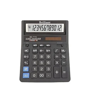 Калькулятор настольный Brilliant BS-777C 12-разрядный Черный (74054)