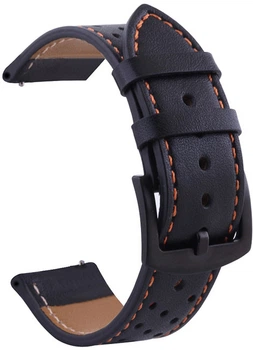 Кожаный ремешок для часов Classico (20 мм) Black Orange (10955-54)