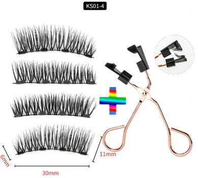 Ресницы накладные на 4 магнитах Magnetic Lashes KS-01/4 магнитные + аппликатор