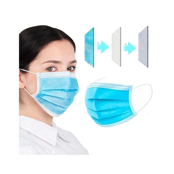 Защитная маска для лица Longevita медична тришарова нестерильна, 1х50 (Mask_07)