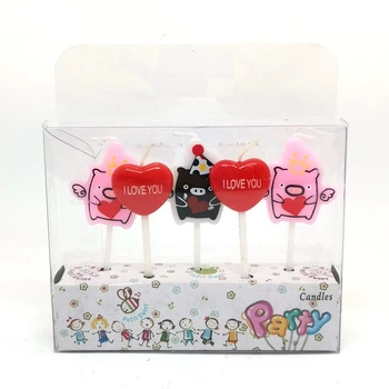 Свечи для торта Petit Candles, фигурные "Влюбленные свинки", набор из 5 шт.