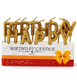 Свічки для торта Petit Candles, "Happy Birthday", золоті