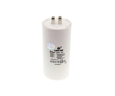 Конденсатор CBB60 80 мкФ 450V(60x124 мм), с клеммами (Leon One)