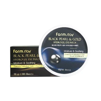 Гідрогелеві патчі з чорними перлами та золотом Farm stay Black Pearl & Gold hydrogel eye patch 60 шт