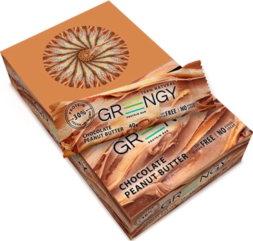 Упаковка протеиновых батончиков Greengy Шоколадное арахисовое масло 40 г 16 штук (УПАРА-40)