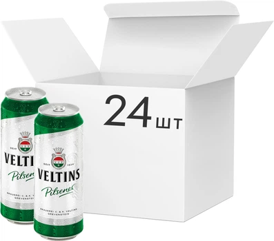 Упаковка пива Veltins Pilsener світле фільтроване 4.8% 0.5 л х 24 шт. (42025931_4005249005317)