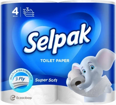 Туалетная бумага Selpak 3 шара 4 рул целлюлоза, белый супер!