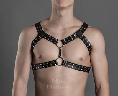 Портупея мужская Nova гартеры кожа натуральная XS Черная №254