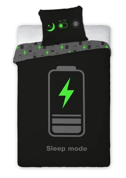 Підліткова постільна білизна, бавовна (наволочка+підковдра) GAME Sleep Mode (флуоресцентний) 140 x 200 см (591355)