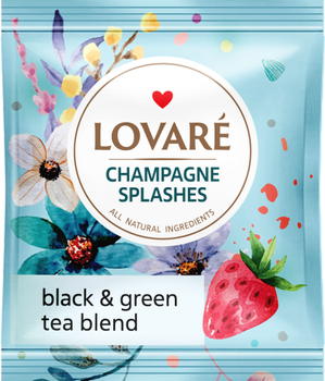 Бленд черного и зеленого чая с клубникой и лепестками цветов Lovare "Брызги шампанского" 50 пакетиков в индивидуальных конвертах (4820097816232)
