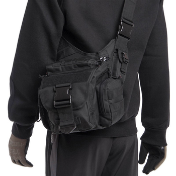 Прочная тактическая сумка через плечо военная армейская походная на 6 литров для охоты туризма Silver Knight Черный (АН-249)