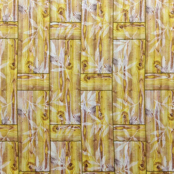 Самоклеющаяся декоративная Sticker Wall 3D панель бамбуковая кладка желтая 700x700x8.5мм самоклеющиеся панели под кирпич