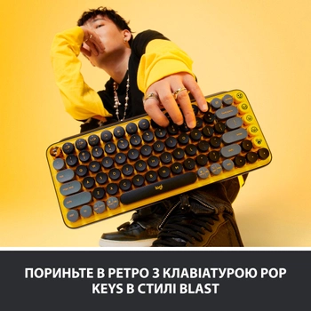 Клавиатура беспроводная Logitech POP Keys Wireless Mechanical Keyboard Blast Yellow (920-010716)