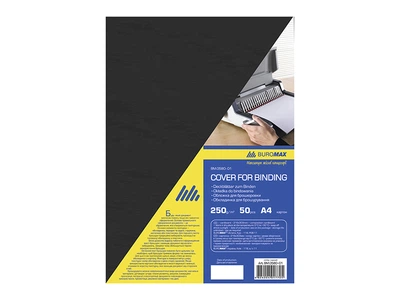 Обложка для переплета, А4, картон 250г/м2, фактура ″под кожу″, черная, по 50 шт. в упаковке ( BM.0580-01) buromax ( BM.0580-01)