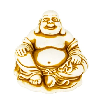 Статуэтка Нэцкэ Netsuke Хотэй сидящий Гипс 5.9x5.6x4.7 см Бежевый (00669)