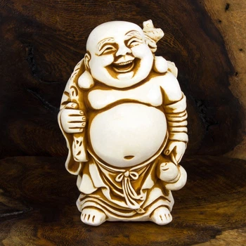 Статуэтка Нэцкэ Хотэй Netsuke Гипс 9,5x7,2x6,2 см Бежевый (00661)