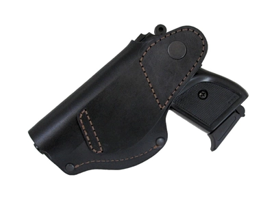 Кобура поясная ПГШ-790 поясная + скрытого внутрибрючного ношения формованная с клипсой (кожа, чёрная) 97459