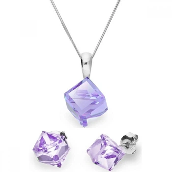 Срібний комплект Spark зі Swarovski Cube WKJ48418V