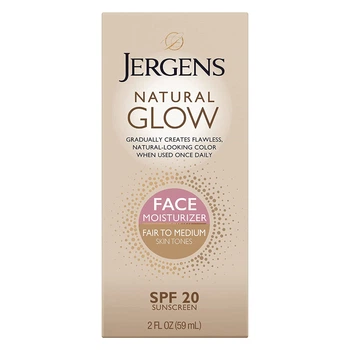 Солнцезащитный крем для лица с автозагаром Jergens Natural Glow Face Moisturizer SPF 20 Fair to Medium 59 мл (019100138216)