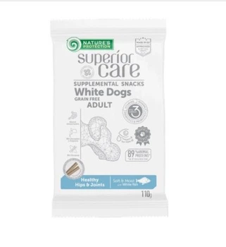Беззерновые лакомства для собак всех пород с белой шерстью Nature's Protection Superior Care White Dogs Healthy hips & joints с белой рыбой, 110г