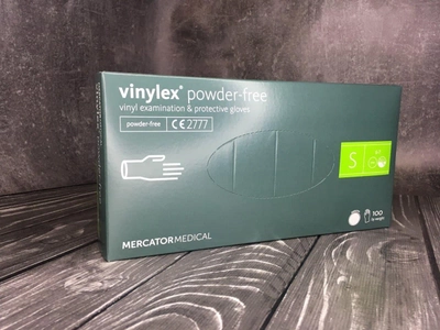 Рукавички вінілові Vinylex powder free S нестерильні yопудрені 100 шт прозорі