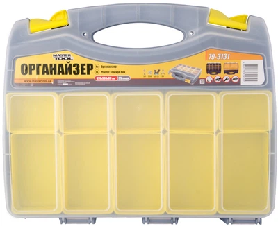Органайзер Mastertool с ручкой двусторонний 15 секций + 10 лотков 15" 370х300х80 мм (79-3131)
