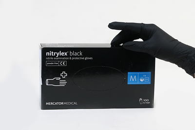 Нітрилові рукавички нестерильні неопудрені Nitrylex black M 100 шт чорні
